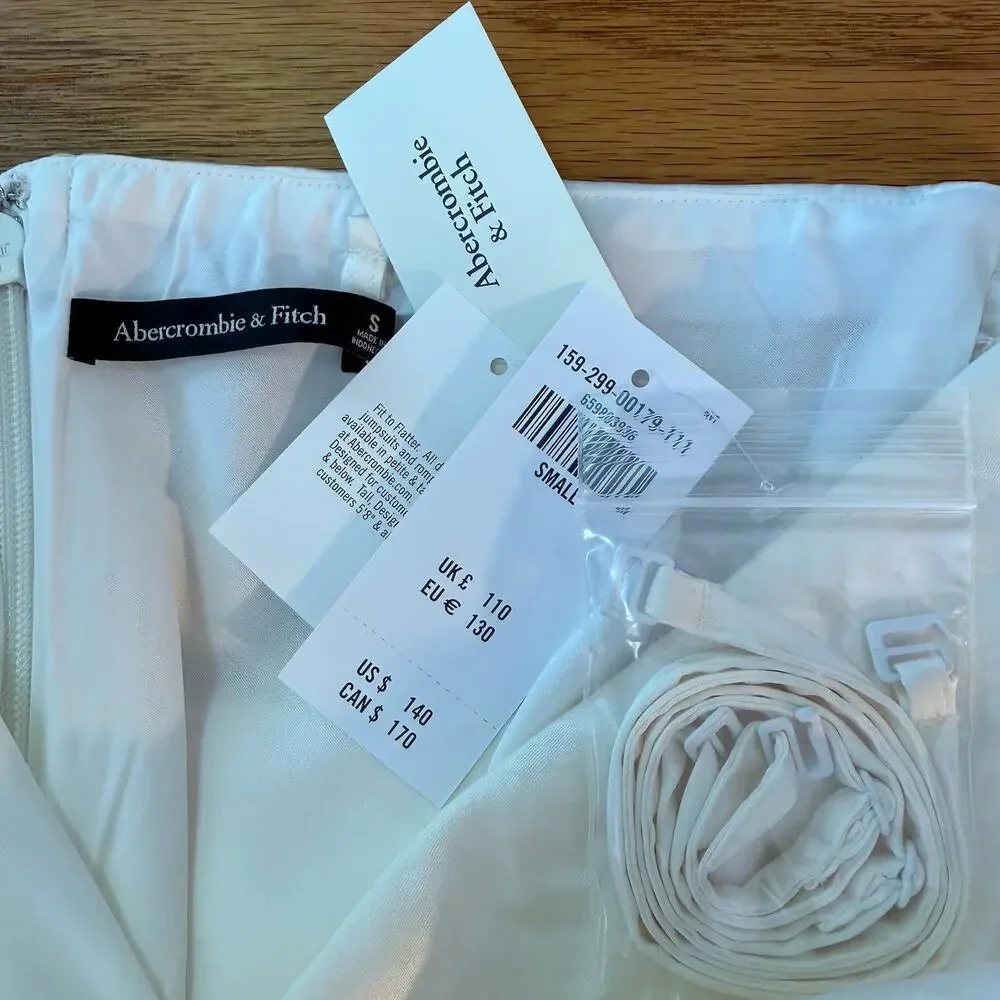 NWT Abercrombie & Fitch Satin Maxi Slip Dress Small Ivory Detachable Straps